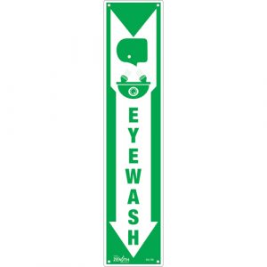 "Eye Wash" Sign, 18" x 4", Plastic, English with Pictogram