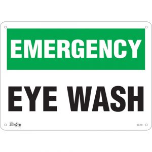 "Eye Wash" Sign, 10" x 14", Plastic, English