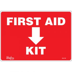 "First Aid Kit" Sign, 7" x 10", Vinyl, English with Pictogram