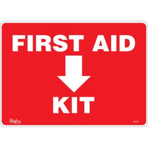 "First Aid Kit" Sign, 10" x 14", Vinyl, English with Pictogram