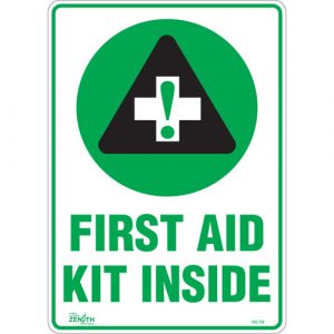 "First Aid Kit" Sign, 14" x 10", Vinyl, English with Pictogram