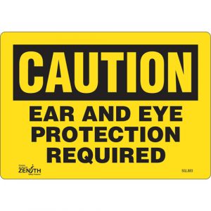 "Ear And Eye Protection" Sign, 7" x 10", Vinyl, English