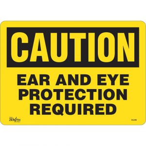 "Ear And Eye Protection" Sign, 10" x 14", Vinyl, English