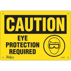 "Eye Protection Required" Sign, 7" x 10", Aluminum, English with Pictogram