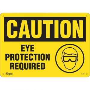 "Eye Protection Required" Sign, 10" x 14", Plastic, English with Pictogram