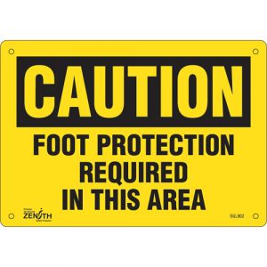 "Foot Protection Required" Sign, 7" x 10", Plastic, English