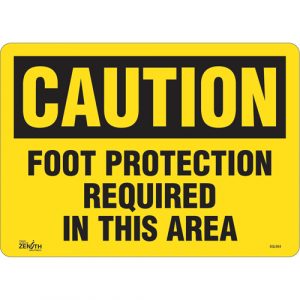 "Foot Protection Required" Sign, 10" x 14", Vinyl, English