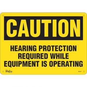 "Hearing Protection Required" Noise Hazard Sign, 10" x 14", Plastic, English
