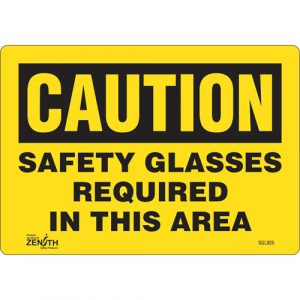 "Safety Glasses Required" Sign, 7" x 10", Vinyl, English