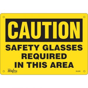 "Safety Glasses Required" Sign, 7" x 10", Plastic, English