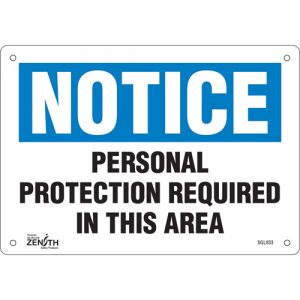 "Personal Protection Required" Sign, 7" x 10", Aluminum, English