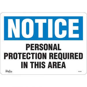 "Personal Protection Required" Sign, 10" x 14", Vinyl, English