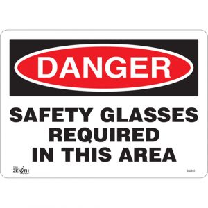 "Safety Glasses Required" Sign, 10" x 14", Vinyl, English