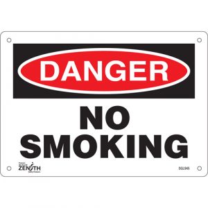"No Smoking" Sign, 7" x 10", Aluminum, English