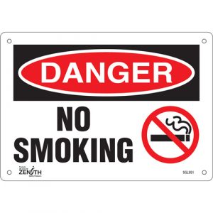 "No Smoking" Sign, 7" x 10", Aluminum, English with Pictogram
