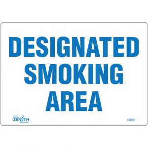 "Designated Smoking Area" Sign, 7" x 10", Vinyl, English