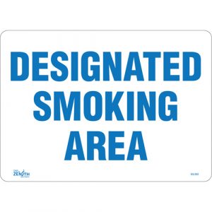 "Designated Smoking Area" Sign, 10" x 14", Vinyl, English