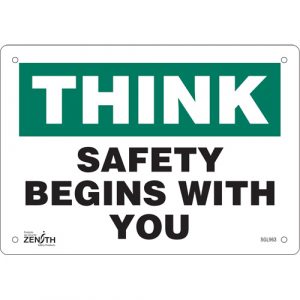 "Safety Begins With You" Sign, 7" x 10", Aluminum, English
