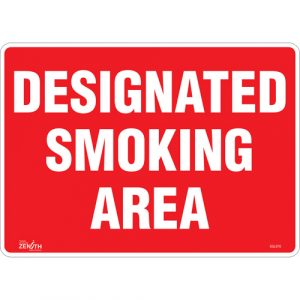 "Designated Smoking Area" Sign, 10" x 14", Vinyl, English
