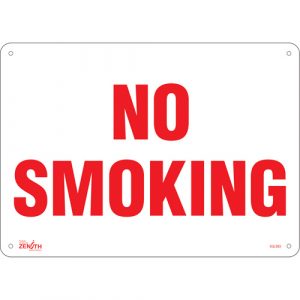 "No Smoking" Sign, 10" x 14", Plastic, English
