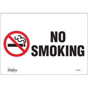 "No Smoking" Sign, 7" x 10", Vinyl, English with Pictogram