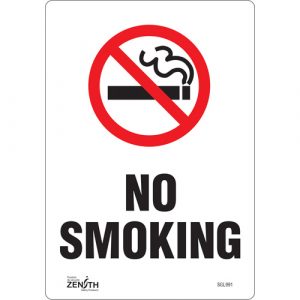 "No Smoking" Sign, 10" x 7", Vinyl, English with Pictogram