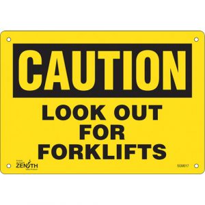 "Look Out For Forklifts" Sign, 7" x 10", Plastic, English