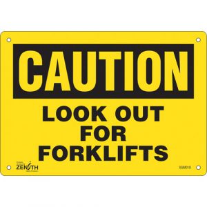 "Look Out For Forklifts" Sign, 7" x 10", Aluminum, English