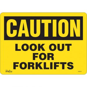 "Look Out For Forklifts" Sign, 10" x 14", Vinyl, English