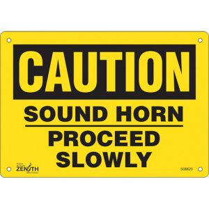 "Proceed Slowly" Sign, 7" x 10", Plastic, English