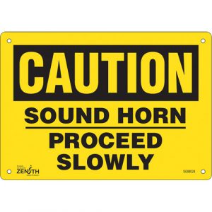 "Proceed Slowly" Sign, 7" x 10", Aluminum, English