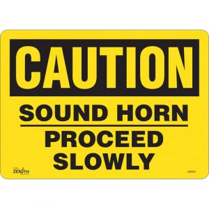 "Proceed Slowly" Sign, 10" x 14", Vinyl, English