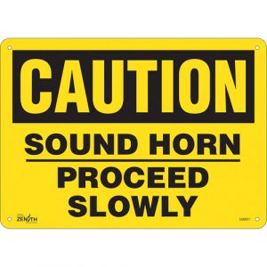 "Proceed Slowly" Sign, 10" x 14", Aluminum, English