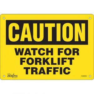 "Watch For Forklift" Sign, 7" x 10", Aluminum, English