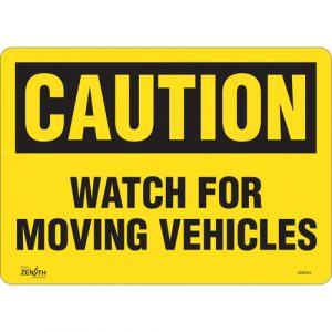 "Watch For Moving Vehicles" Sign, 10" x 14", Vinyl, English