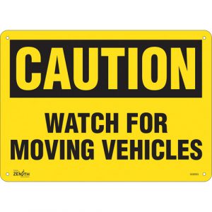 "Watch For Moving Vehicles" Sign, 10" x 14", Aluminum, English