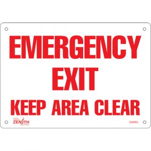 "Emergency Exit" Sign, 7" x 10", Plastic, English
