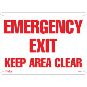 "Emergency Exit" Sign, 10" x 14", Aluminum, English