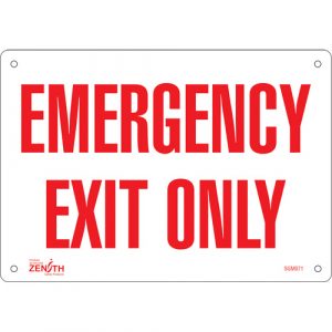 "Emergency Exit" Sign, 7" x 10", Plastic, English