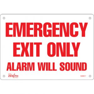 "Emergency Exit Only" Sign, 7" x 10", Plastic, English