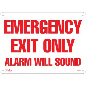 "Emergency Exit Only" Sign, 10" x 14", Aluminum, English