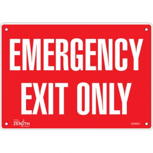 "Emergency Exit Only" Sign, 7" x 10", Aluminum, English