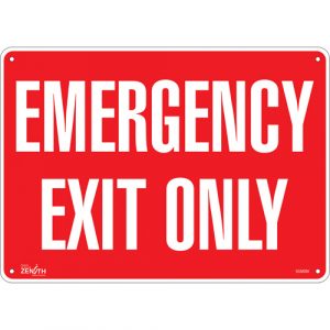 "Emergency Exit Only" Sign, 10" x 14", Plastic, English