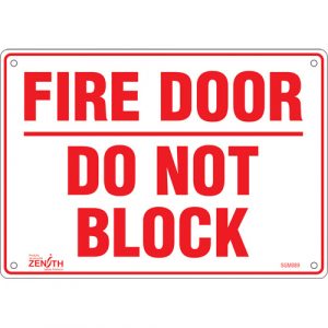 "Fire Door" Sign, 7" x 10", Plastic, English
