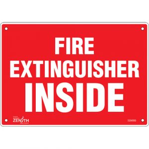 "Fire Extinguisher Inside" Sign, 7" x 10", Plastic, English