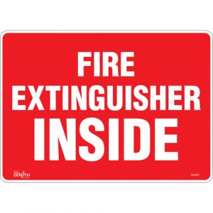 "Fire Extinguisher Inside" Sign, 10" x 14", Vinyl, English