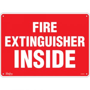 "Fire Extinguisher Inside" Sign, 10" x 14", Plastic, English