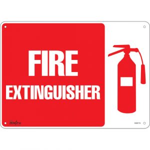 "Fire Extinguisher" Sign, 10" x 14", Plastic, English with Pictogram