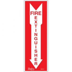 "Fire Extinguisher" Sign, 12" x 4", Vinyl, English with Pictogram