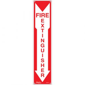 "Fire Extinguisher" Sign, 18" x 4", Plastic, English with Pictogram